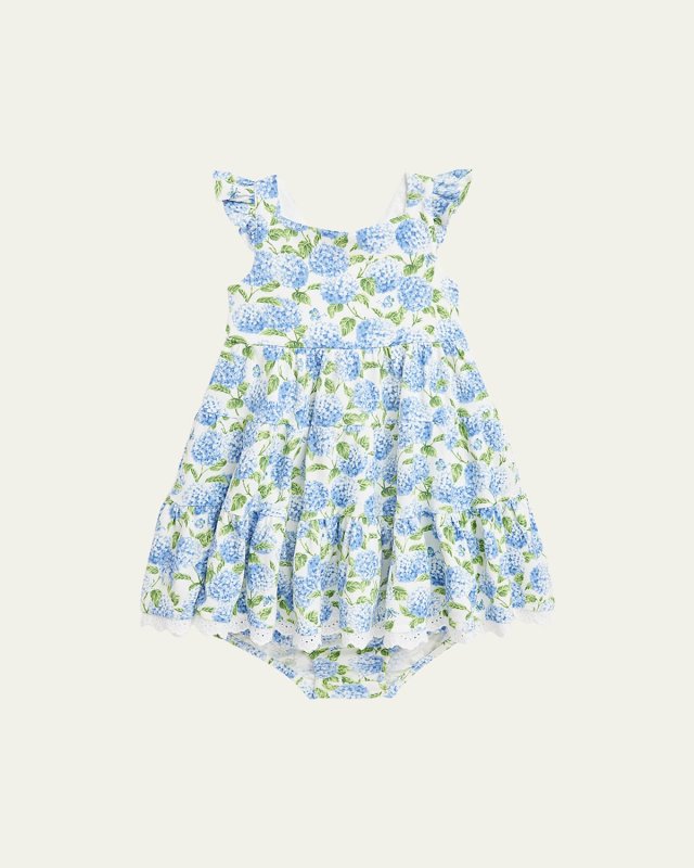 Girl's Floral-Print Dress W/ Bloomers, Size 3M-